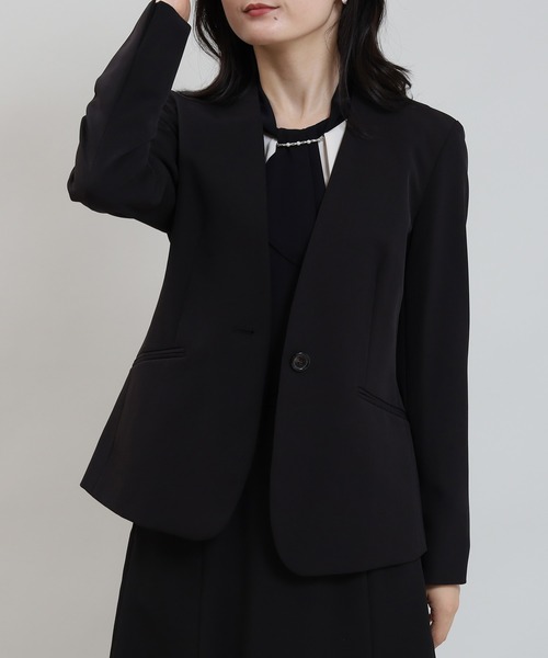 TRUDEA(トルディア)の「ライトダブルクロスワンボタンカラーレスジャケット(ノーカラージャケット・レディース・ブラック/ベージュ/ネイビー・MEDIUM/X-LARGE/LARGE/SMALL)」の15枚目の写真