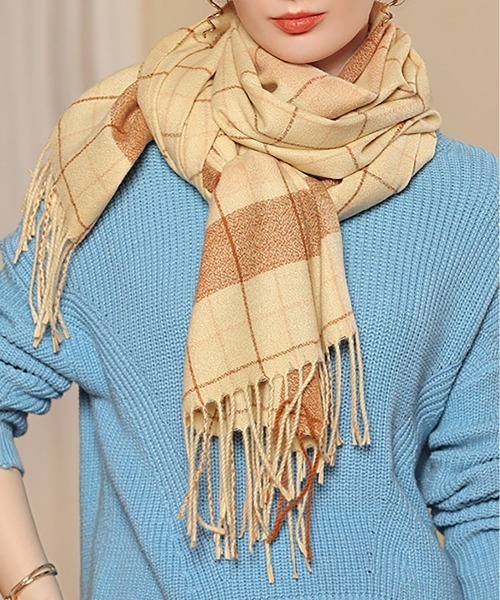 BLANC FICELLE（ブランフィセル）の「チェック柄 マフラー（マフラー