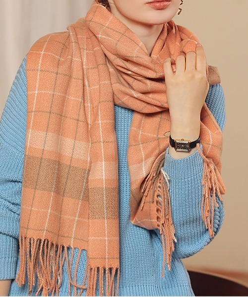 BLANC FICELLE（ブランフィセル）の「チェック柄 マフラー（マフラー