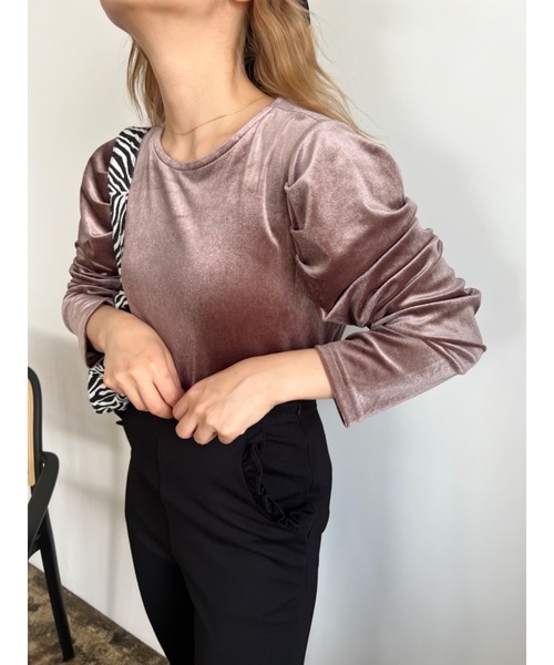 JUMELLE(ジュメロ)の「velour turn top(Tシャツ/カットソー・レディース・アイボリー/ブラウン・FREE)」の19枚目の写真