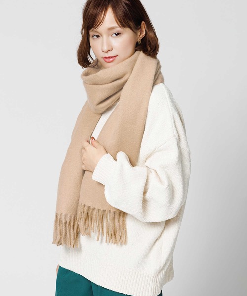 Right-on（ライトオン）の「洗える無地ストール（マフラー・レディース・ベージュ/ブルー/グレー・ONE SIZE）」の17枚目の写真