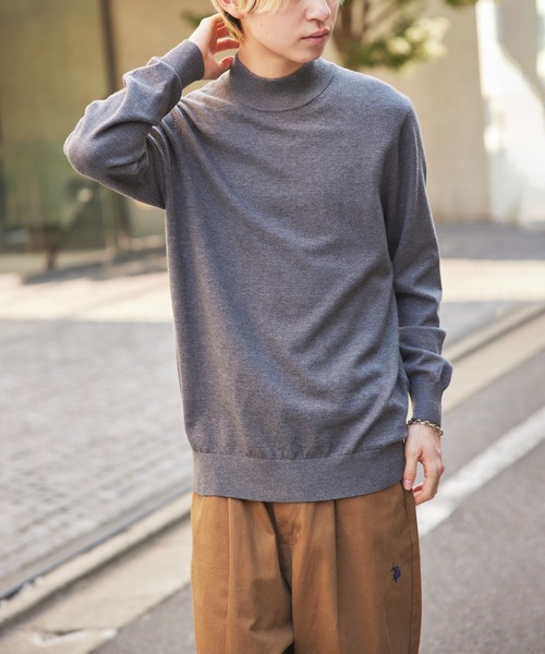 SETUP7(セットアップセブン)の「【SETUP7】モックネックシンプルニット KNF029(ニット/セーター・メンズ・グレー/ブラック/ベージュ/キャメル・FREE)」の9枚目の写真