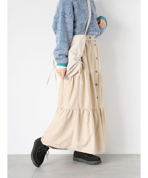 ehka sopo（エヘカソポ）の「フェイクスエードティアードスカート（スカート・レディース・モカ/グリーン/ベージュ・F）」の5枚目の写真