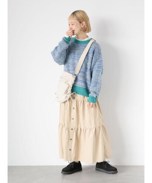 ehka sopo（エヘカソポ）の「フェイクスエードティアードスカート（スカート・レディース・モカ/グリーン/ベージュ・F）」の6枚目の写真