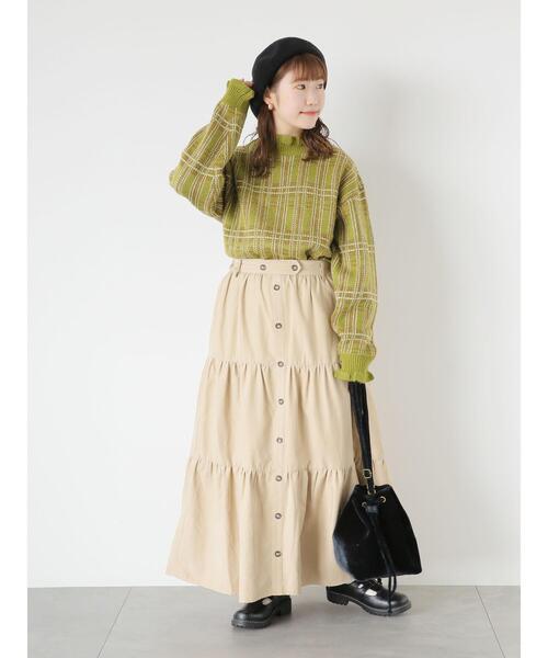 ehka sopo（エヘカソポ）の「フェイクスエードティアードスカート（スカート・レディース・モカ/グリーン/ベージュ・F）」の13枚目の写真