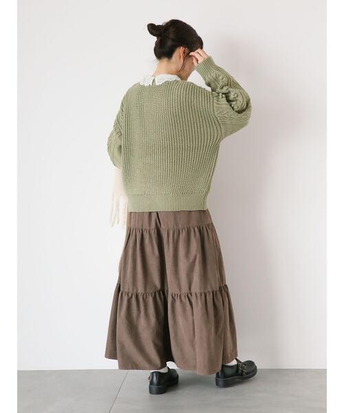 ehka sopo（エヘカソポ）の「フェイクスエードティアードスカート（スカート・レディース・モカ/グリーン/ベージュ・F）」の16枚目の写真