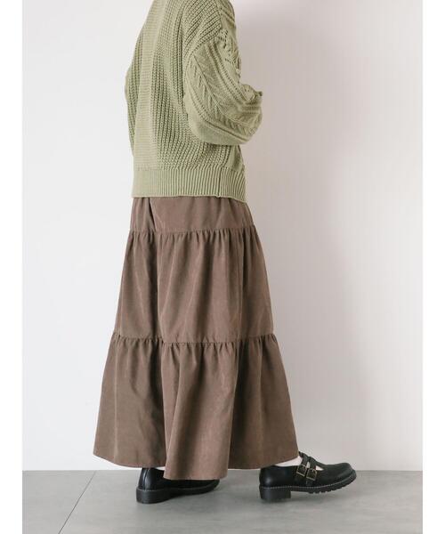 ehka sopo（エヘカソポ）の「フェイクスエードティアードスカート（スカート・レディース・モカ/グリーン/ベージュ・F）」の17枚目の写真