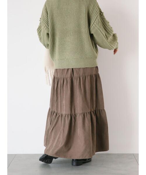 ehka sopo（エヘカソポ）の「フェイクスエードティアードスカート（スカート・レディース・モカ/グリーン/ベージュ・F）」の18枚目の写真