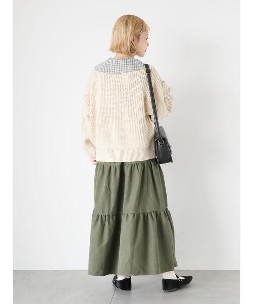ehka sopo（エヘカソポ）の「フェイクスエードティアードスカート（スカート・レディース・モカ/グリーン/ベージュ・F）」の21枚目の写真