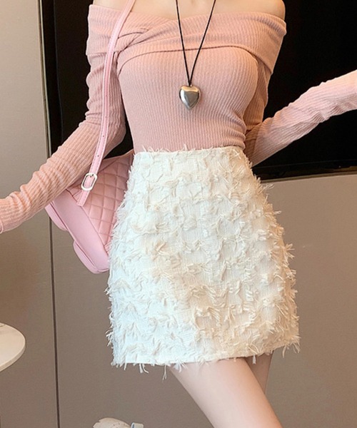 ROOPTOKYO（ループトウキョウ）の「フリンジツイードミニスカート（スカート・レディース・ブラック/ピンク/ホワイト・M/S/L）」の19枚目の写真
