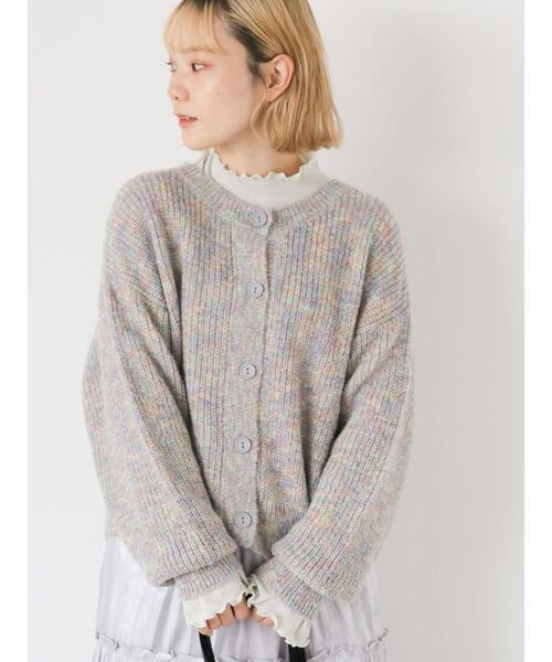 ehka sopo（エヘカソポ）の「ミックスクルーカーディガン（カーディガン/ボレロ・レディース・グリーン/ネイビー/グレー/キャメル・F）」の2枚目の写真