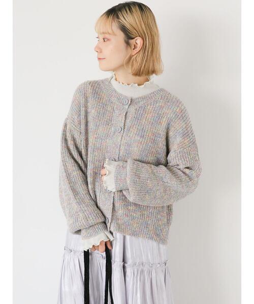 ehka sopo（エヘカソポ）の「ミックスクルーカーディガン（カーディガン/ボレロ・レディース・グリーン/ネイビー/グレー/キャメル・F）」の5枚目の写真