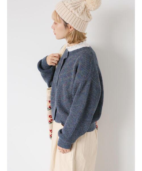 ehka sopo（エヘカソポ）の「ミックスクルーカーディガン（カーディガン/ボレロ・レディース・グリーン/ネイビー/グレー/キャメル・F）」の13枚目の写真