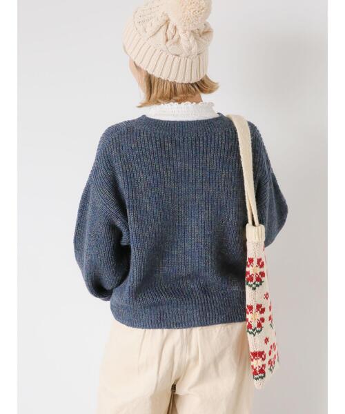 ehka sopo（エヘカソポ）の「ミックスクルーカーディガン（カーディガン/ボレロ・レディース・グリーン/ネイビー/グレー/キャメル・F）」の8枚目の写真