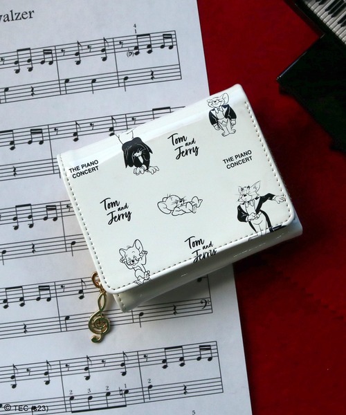 TOM and JERRY　Piano Concertミニウォレット　白　黒 公式】TOM and JERRY Piano Concertミニウォレット（財布