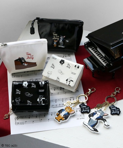 TOM and JERRY　Piano Concertミニウォレット　白　黒 公式】TOM and JERRY Piano Concertミニウォレット（財布