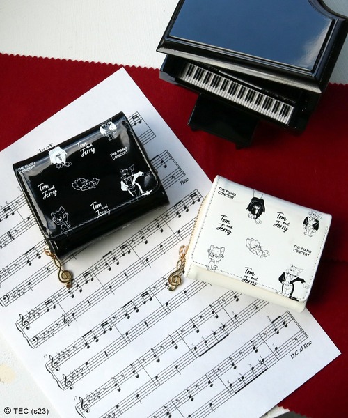 TOM and JERRY　Piano Concertミニウォレット　白　黒 公式】TOM and JERRY Piano Concertミニウォレット（財布
