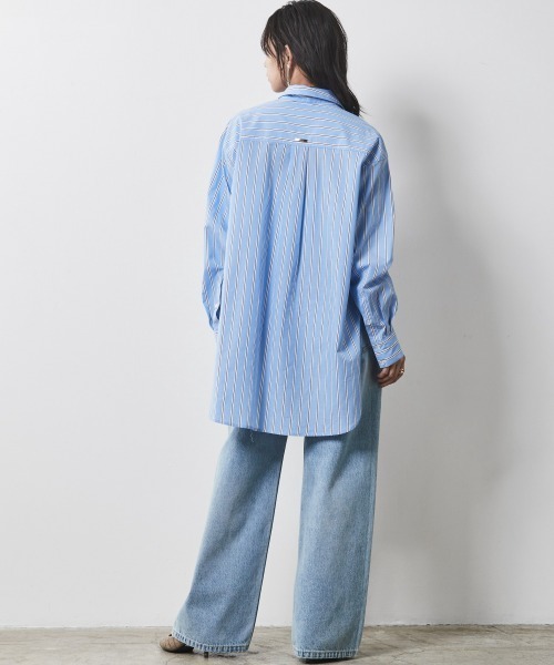 CHIC STYLE(シックスタイル)の「<大きいサイズ>綿100%バックロングシャツ シックスタイル(シャツ/ブラウス・レディース・ブルー系/オフホワイト・L/5L/4L/3L/LL)」の19枚目の写真