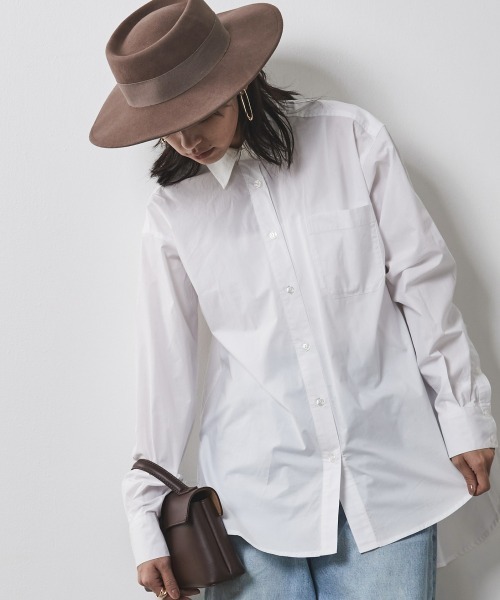 CHIC STYLE(シックスタイル)の「<大きいサイズ>綿100%バックロングシャツ シックスタイル(シャツ/ブラウス・レディース・ブルー系/オフホワイト・L/5L/4L/3L/LL)」の9枚目の写真