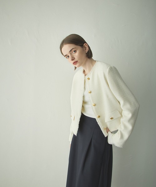 N.O.R.C(ノーク)の「ツィードショートジャケット(その他アウター・レディース・ブラック/オフホワイト・M/S)」の1枚目の写真