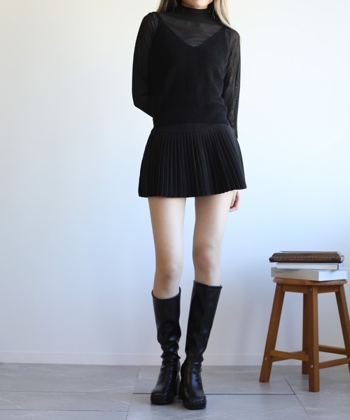 Jasmine Grandiflorum(ジャスミングランディフローラム)の「【Jasmine】シアーハイネックメッシュトップス(Tシャツ/カットソー・レディース・ブラック/ホワイト・FREE)」の15枚目の写真