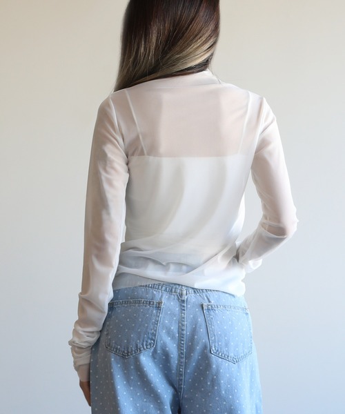 Jasmine Grandiflorum(ジャスミングランディフローラム)の「【Jasmine】シアーハイネックメッシュトップス(Tシャツ/カットソー・レディース・ブラック/ホワイト・FREE)」の7枚目の写真