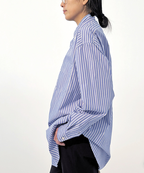 FREEMANS SPORTING CLUB（フリーマンズ スポーティング クラブ）の「【FREEMANS SPORTING CLUB】CHRYSTIE SHIRTS (Stripe)（シャツ/ブラウス・レディース・ブルー・FREE）」の10枚目の写真
