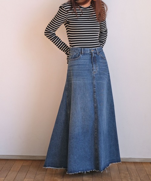 AKTE（アクテ）の「デニムマキシスカート（デニムスカート・レディース・ブルー/ライトブルー・1/2/2T）」の8枚目の写真