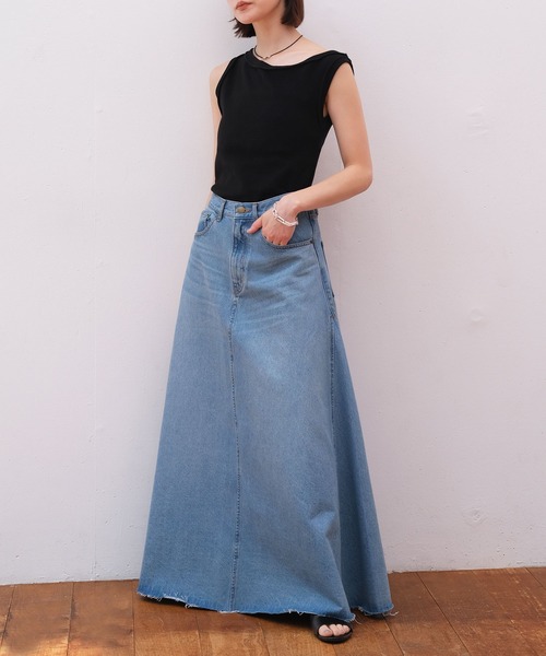 AKTE（アクテ）の「デニムマキシスカート（デニムスカート・レディース・ブルー/ライトブルー・1/2/2T）」の3枚目の写真
