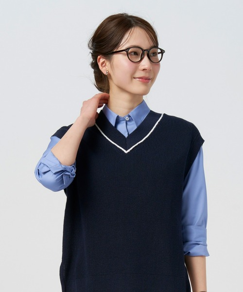 Pitta Re:)（ピッタリ）の「チルデンニットベスト（ベスト・レディース・オフホワイト/ネイビー・M/L）」の2枚目の写真