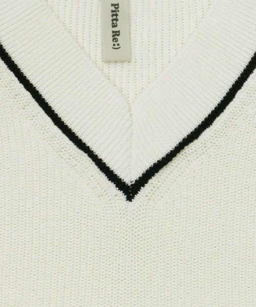 Pitta Re:)（ピッタリ）の「チルデンニットベスト（ベスト・レディース・オフホワイト/ネイビー・M/L）」の8枚目の写真