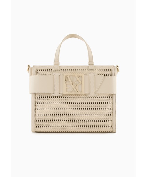 【A|X アルマーニ エクスチェンジ】＜オンライン限定＞BOXロゴバックル　メッシュミディアムハンドバッグ