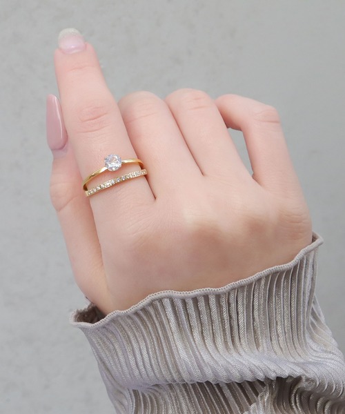 blackdia ocean(ブラックダイヤオーシャン)の「blackdia ocean カラットダブルラインリング(リング・レディース・シルバー/ゴールド/ピンクゴールド・16号/13号/11号/9号/18号)」の2枚目の写真
