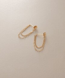 K18キヘイ×長アズキチェーン フープピアス
