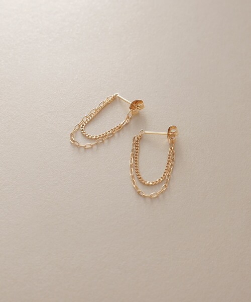 COCOSHNIK♡両耳ピアス K10トリニティモチーフ フープピアス（ピアス（両耳用