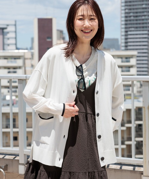 ブラック プリーツカーディガン 長袖 GLOBAL WORK（グローバルワーク）の「スッキレイさらさら