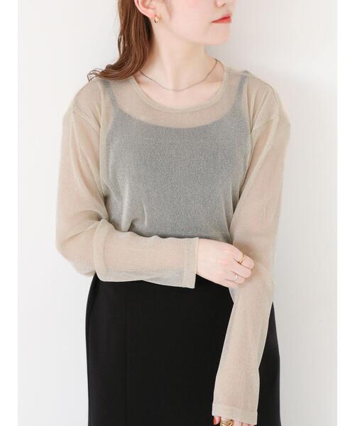 ehka sopo（エヘカソポ）の「ラメシアーカットソー（Tシャツ/カットソー・レディース・グリーン/キナリ/グレー・F）」の4枚目の写真