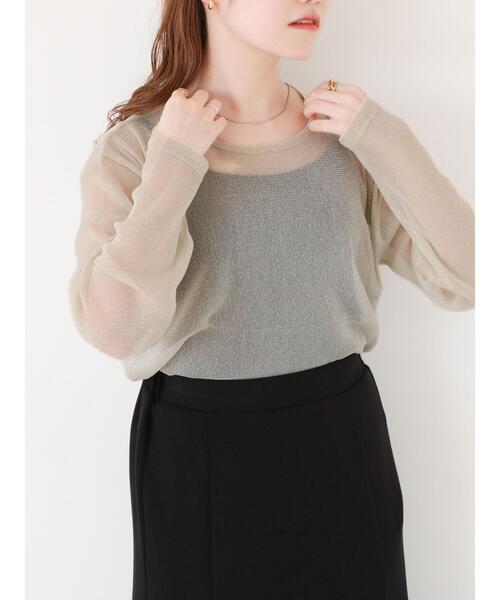 ehka sopo（エヘカソポ）の「ラメシアーカットソー（Tシャツ/カットソー・レディース・グリーン/キナリ/グレー・F）」の7枚目の写真