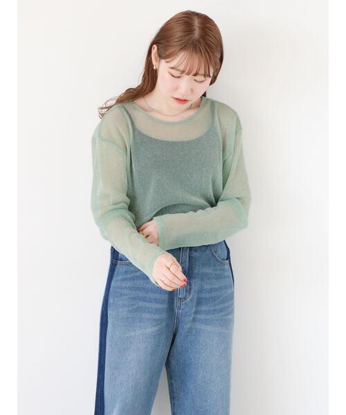 ehka sopo（エヘカソポ）の「ラメシアーカットソー（Tシャツ/カットソー・レディース・グリーン/キナリ/グレー・F）」の12枚目の写真