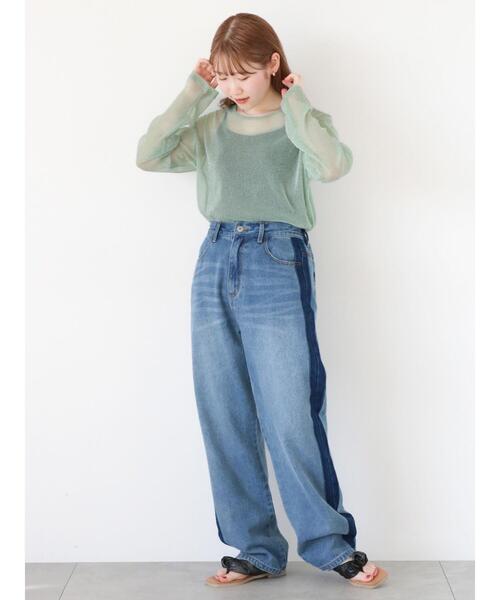 ehka sopo（エヘカソポ）の「ラメシアーカットソー（Tシャツ/カットソー・レディース・グリーン/キナリ/グレー・F）」の13枚目の写真