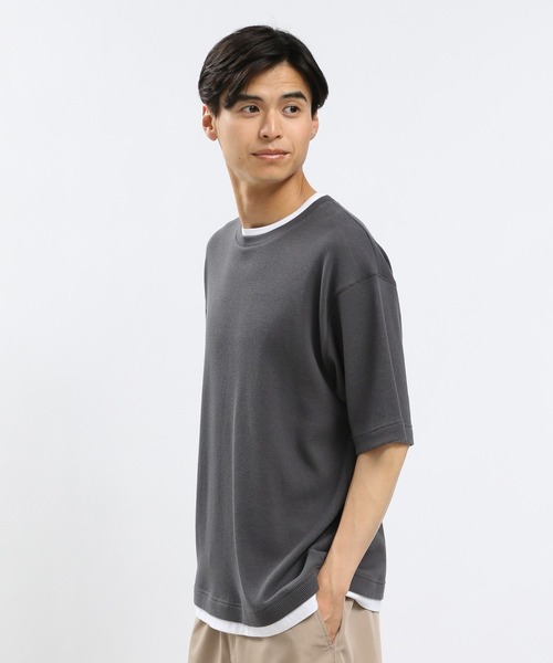 GLOBAL WORK Smile Seed Store（グローバルワーク スマイルシードストア）の「速乾ワッフルレイヤードTシャツ半袖/991903（Tシャツ/カットソー・メンズ・ダークカーキ/グレイッシュベージュ/アイボリー/ダークグレー・LARGE/MEDIUM/SMALL/X-LARGE）」の15枚目の写真
