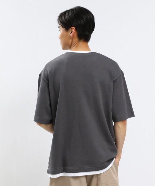 GLOBAL WORK Smile Seed Store（グローバルワーク スマイルシードストア）の「速乾ワッフルレイヤードTシャツ半袖/991903（Tシャツ/カットソー・メンズ・ダークカーキ/グレイッシュベージュ/アイボリー/ダークグレー・LARGE/MEDIUM/SMALL/X-LARGE）」の16枚目の写真