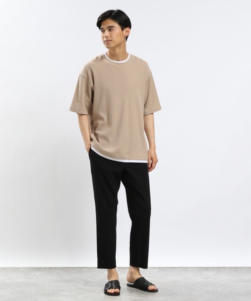 GLOBAL WORK Smile Seed Store（グローバルワーク スマイルシードストア）の「速乾ワッフルレイヤードTシャツ半袖/991903（Tシャツ/カットソー・メンズ・ダークカーキ/グレイッシュベージュ/アイボリー/ダークグレー・LARGE/MEDIUM/SMALL/X-LARGE）」の17枚目の写真