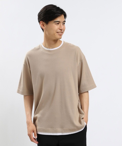 GLOBAL WORK Smile Seed Store（グローバルワーク スマイルシードストア）の「速乾ワッフルレイヤードTシャツ半袖/991903（Tシャツ/カットソー・メンズ・ダークカーキ/グレイッシュベージュ/アイボリー/ダークグレー・LARGE/MEDIUM/SMALL/X-LARGE）」の20枚目の写真