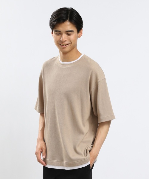GLOBAL WORK Smile Seed Store（グローバルワーク スマイルシードストア）の「速乾ワッフルレイヤードTシャツ半袖/991903（Tシャツ/カットソー・メンズ・ダークカーキ/グレイッシュベージュ/アイボリー/ダークグレー・LARGE/MEDIUM/SMALL/X-LARGE）」の21枚目の写真