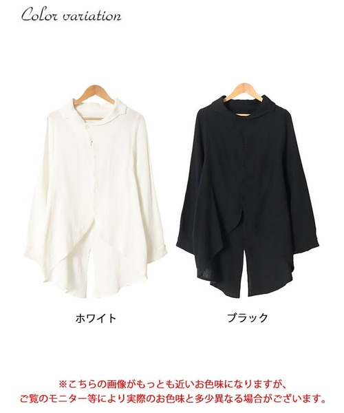 GOLDJAPAN(ゴールドジャパン)の「楊柳コットンガーゼ変形シャツ【大きいサイズ対応】(シャツ/ブラウス・レディース・ブラック/ホワイト・LL/3L/4L/5L)」の17枚目の写真