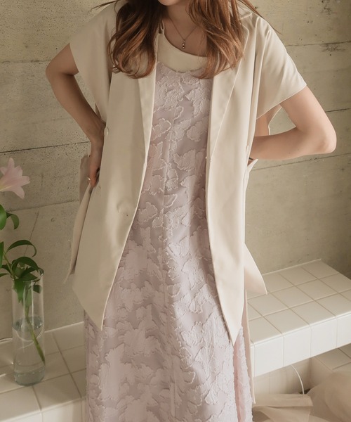 mideal(マイディール)の「jacquard flare cami onepiece / ジャガードフレアキャミワンピース(ワンピース・レディース・ピンク系その他/オフホワイト・FREE)」の3枚目の写真