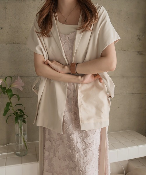 mideal(マイディール)の「jacquard flare cami onepiece / ジャガードフレアキャミワンピース(ワンピース・レディース・ピンク系その他/オフホワイト・FREE)」の6枚目の写真