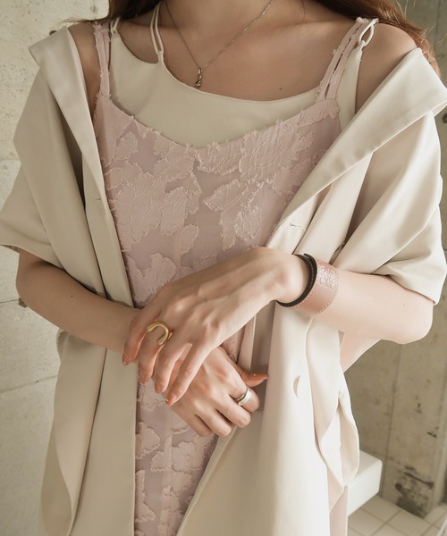 mideal(マイディール)の「jacquard flare cami onepiece / ジャガードフレアキャミワンピース(ワンピース・レディース・ピンク系その他/オフホワイト・FREE)」の9枚目の写真