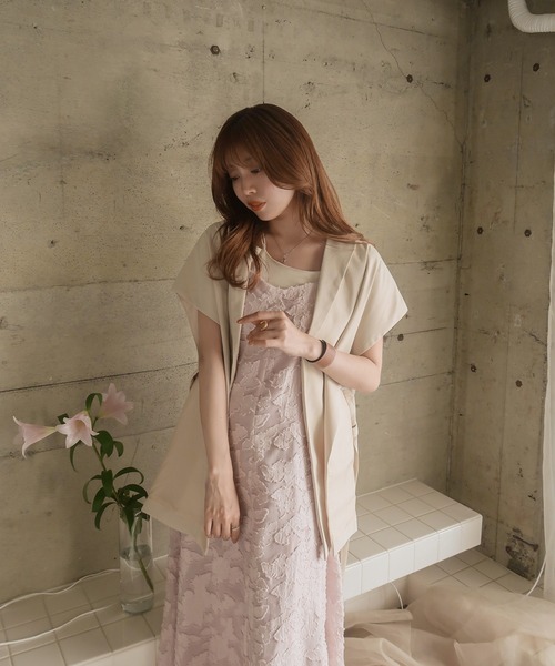 mideal(マイディール)の「jacquard flare cami onepiece / ジャガードフレアキャミワンピース(ワンピース・レディース・ピンク系その他/オフホワイト・FREE)」の7枚目の写真